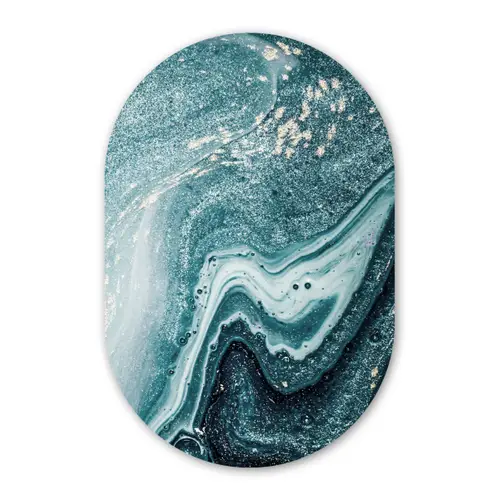 Edelstenen - Blauw - Natuur - Marmer - Abstract Wandcirkel Ovaal Forex klein -3d