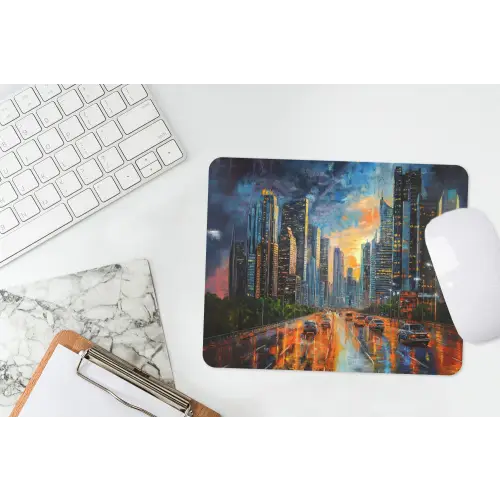 Auto - Skyline - Zon - Blauw muismat rubber klein -witbureau