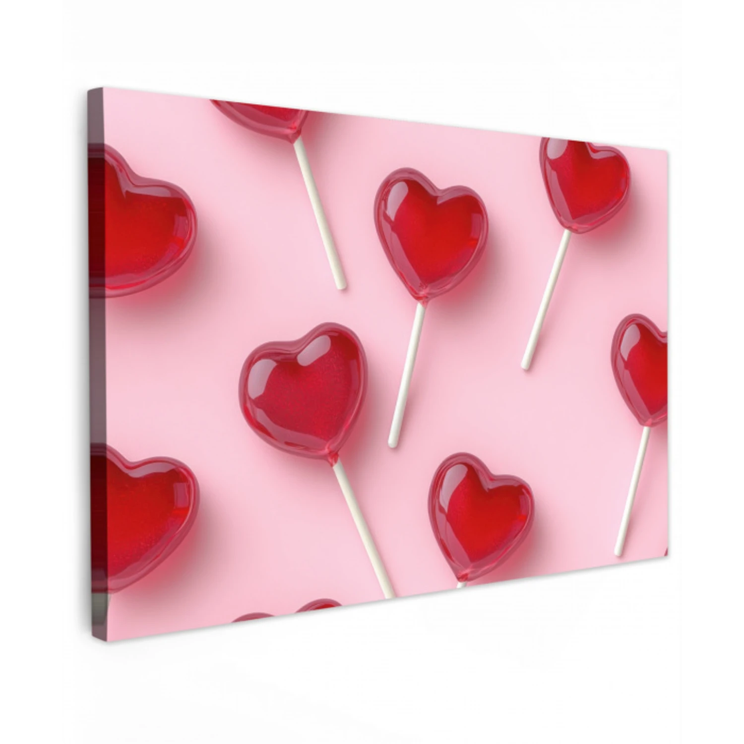 Lollies - Hartjes - Roze Tuinposter op houten frame 2 cm dik klein -3d
