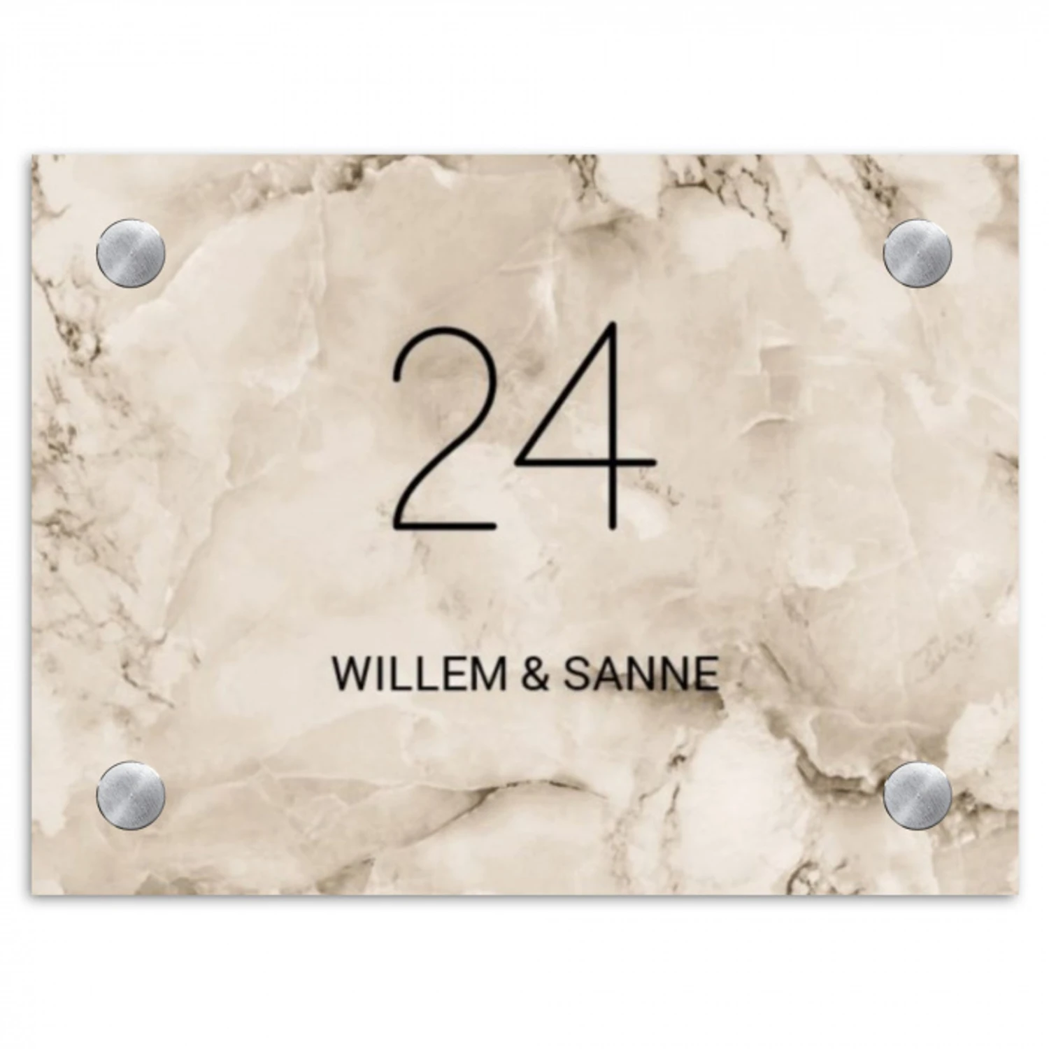 Beige marmer - Klassiek Naambord Rechthoek middel -3d
