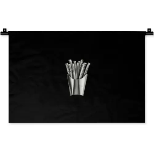 Frietjes - Futuristisch - Zilver Wandkleed katoen klein -zz3d