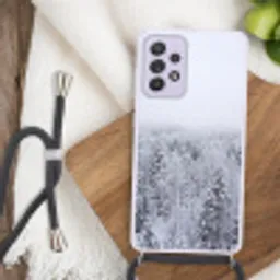 Bos - Sneeuw - Winter - Natuur - Wit Hoesje Samsung Galaxy A52 5G met koord klein -sfeer4