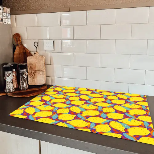 Citroenen - Geel - Stippen - Oranje Inductie beschermer vinyl 3mm klein 276 -sfeer3