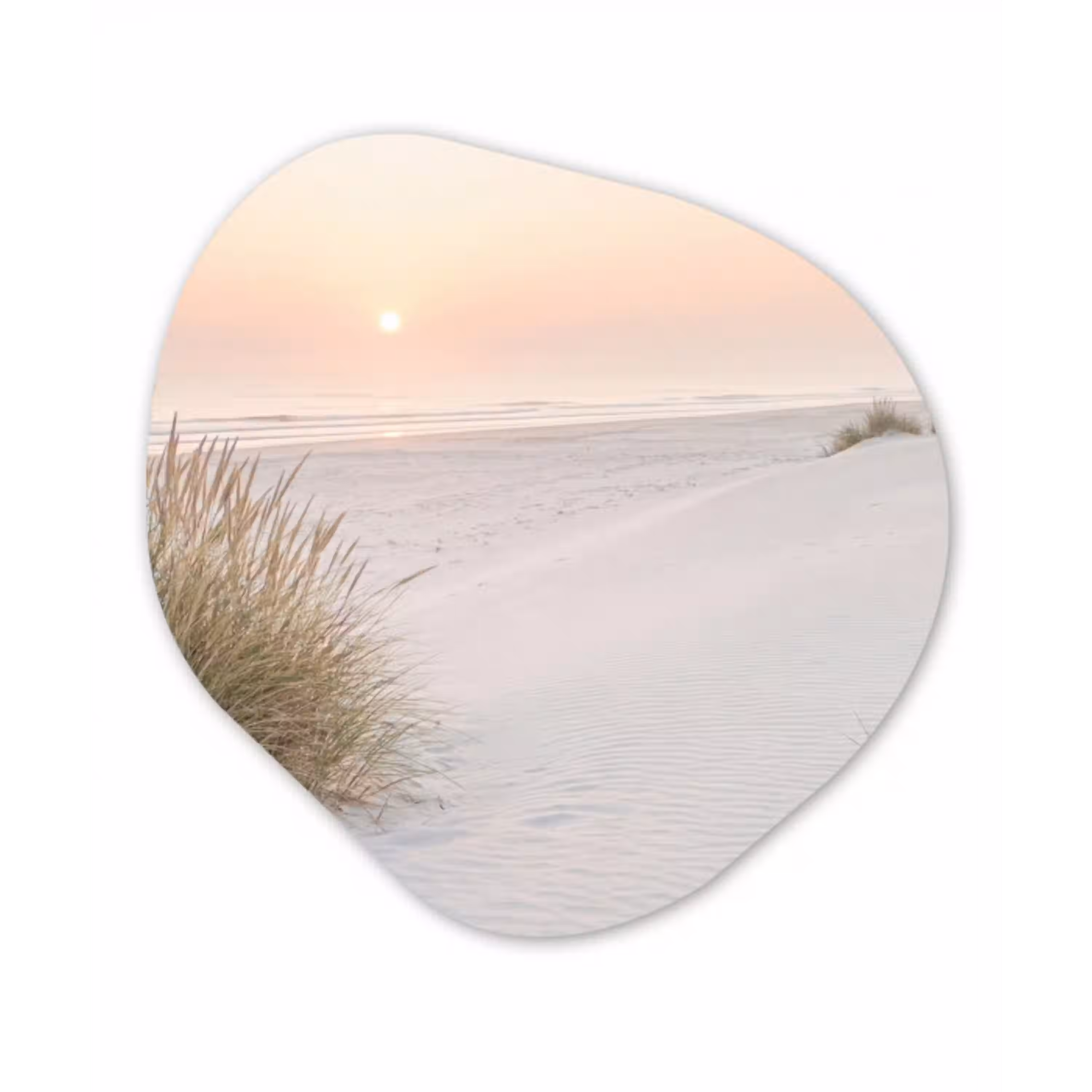 Horizon - Duinlandschap - Zand Wandcirkel Organisch Aluminium middel -3d