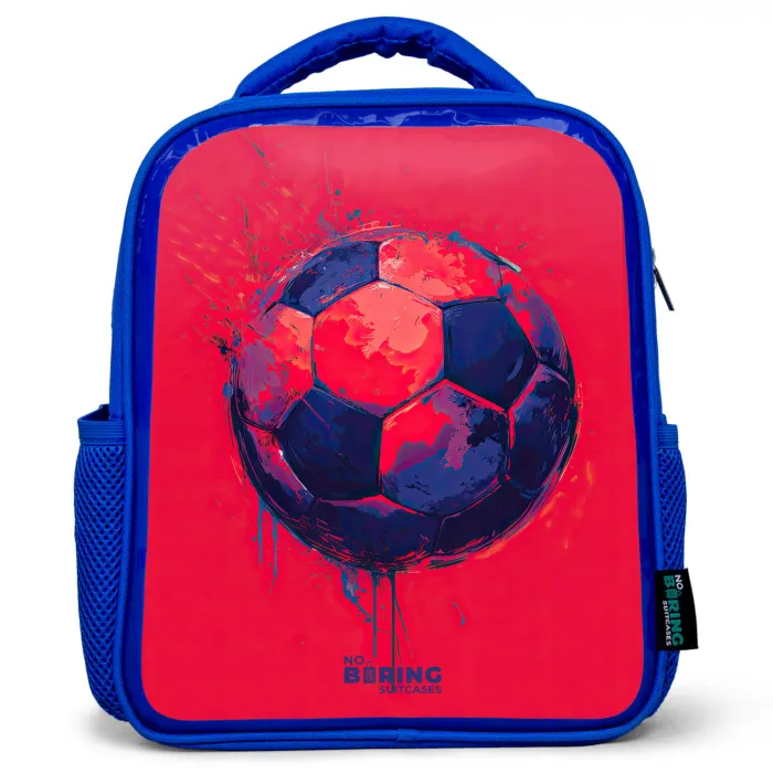 Voetbal - Verf - Blauw - Rood Kinderrugzak - Blauw middel -3d
