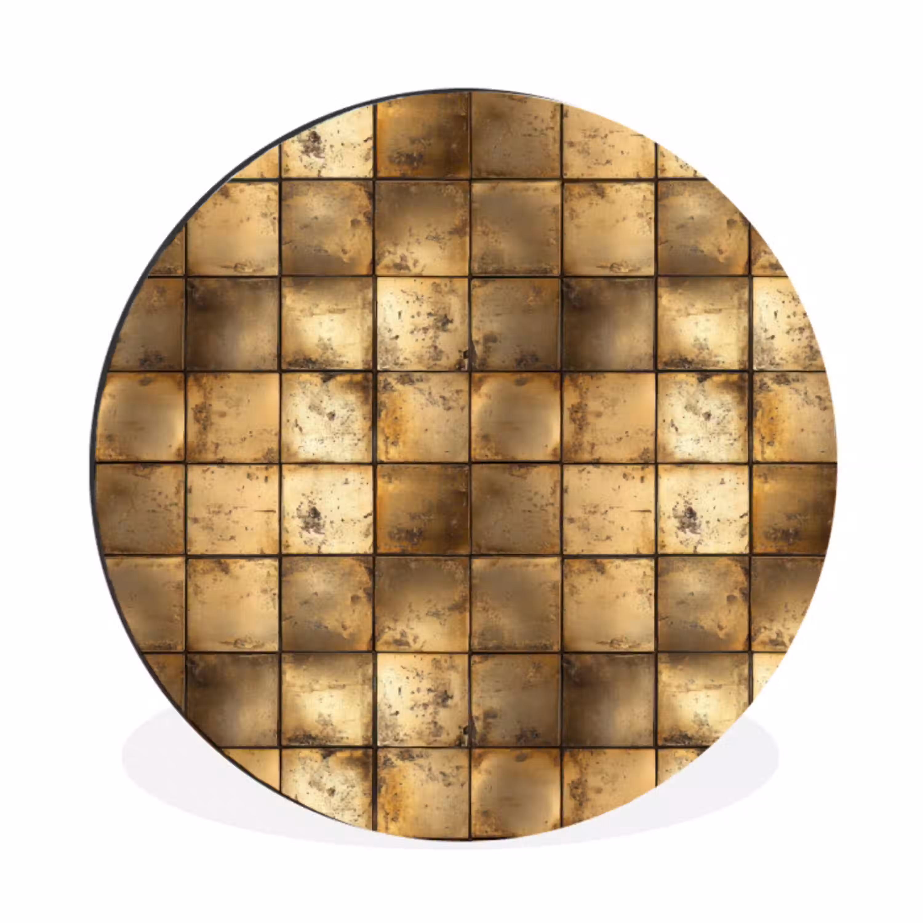 Geometrisch - Tegels - Goud Wandcirkel aluminium klein 190 -3d