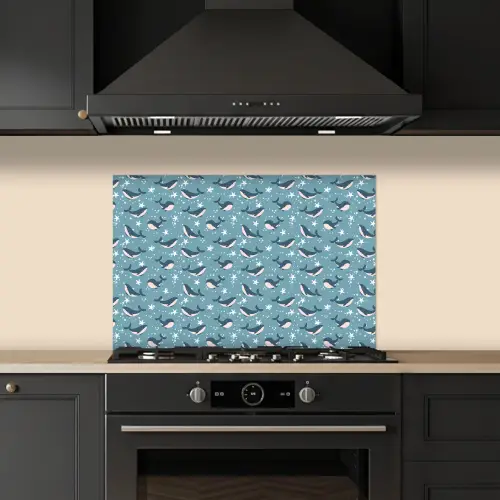 Klein - Oceaan - Walvis - Zeester keuken achterwand spatscherm klein 900 -sfeer1