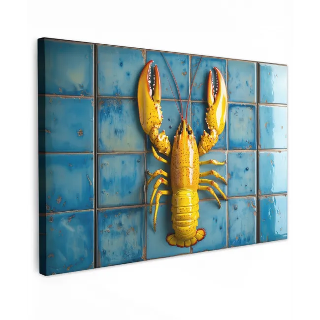 Kreeft - Geel - Blauw - Tegels canvas 2cm klein -z3d