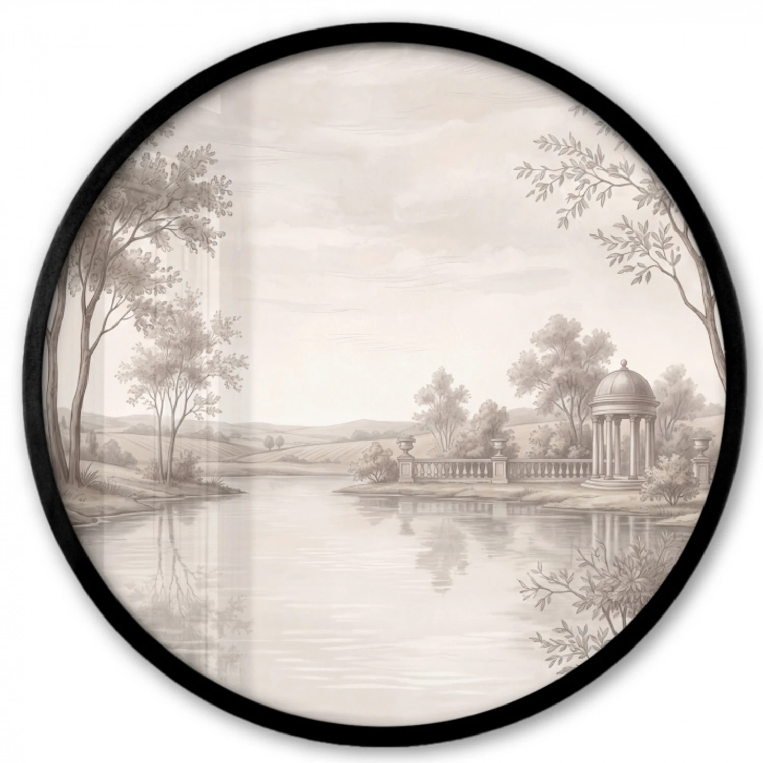 Terras - Water - Natuur - Landschap Fotolijst rond zonder passe partout klein -3d