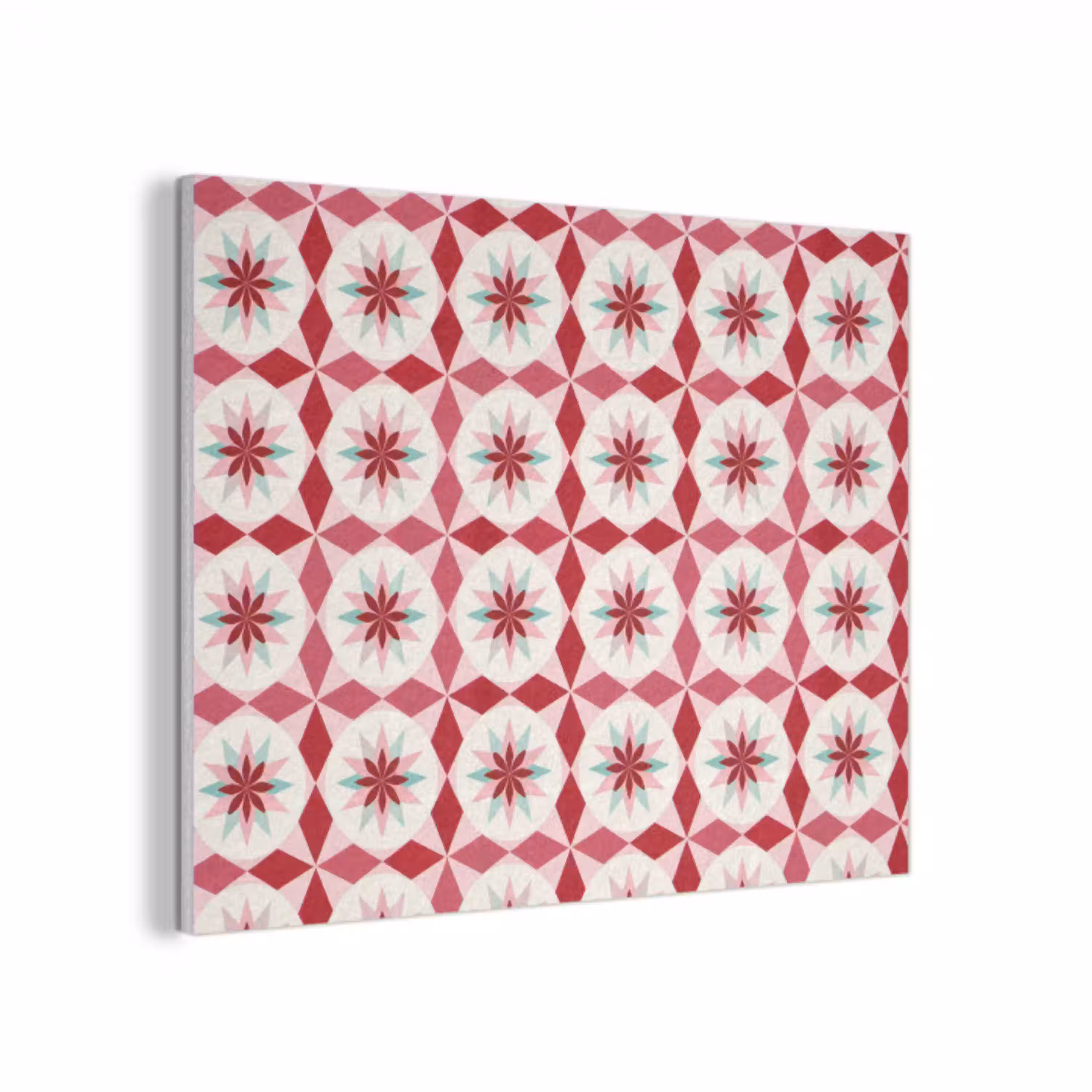 Tegelpatroon - Sterren - Retro - Roze - Mintgroen PET vilt klein 837 -3d