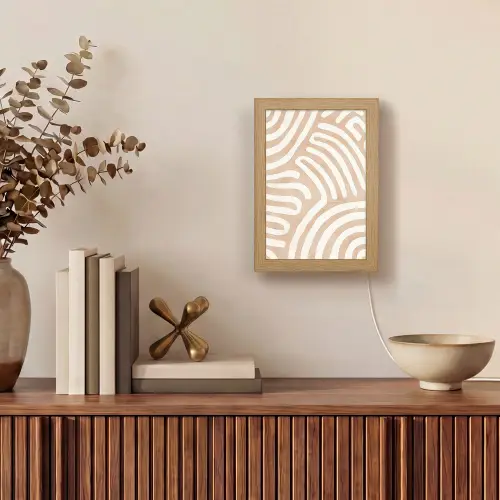 Beige - Aardspatroon Light Box met kabel (Tafellamp) klein -sfeer2