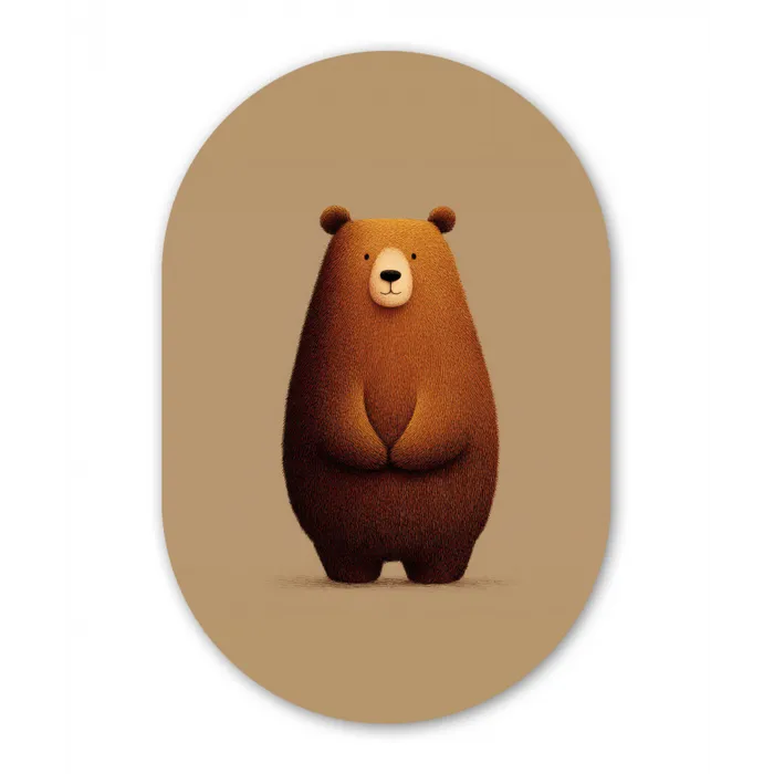 Beer - Minimalistisch - Bruin Wandcirkel Ovaal Glas middel -3d