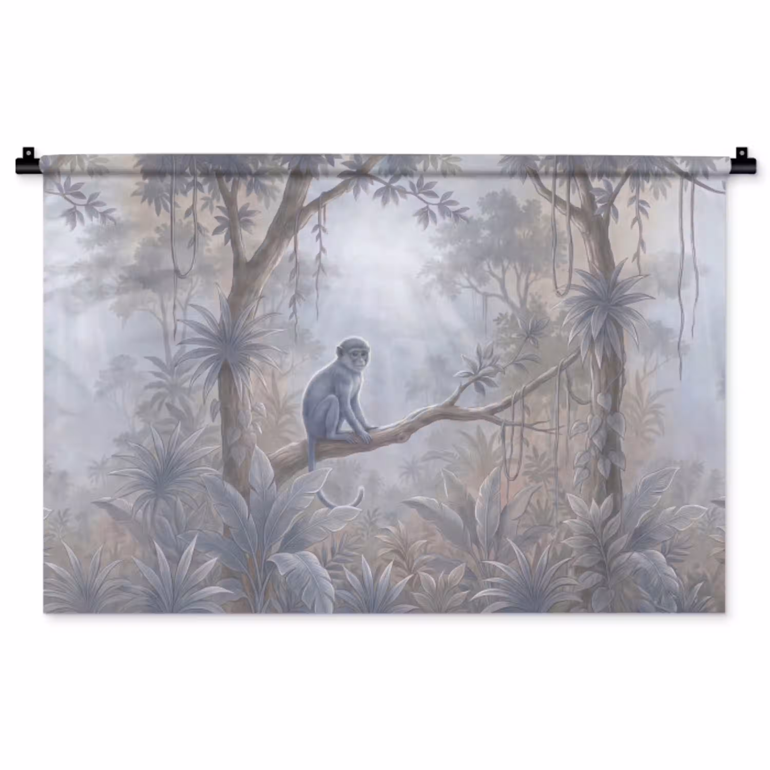 Aap - Boom - Jungle - Natuur - Grijs Wandkleed katoen middel -zz3d