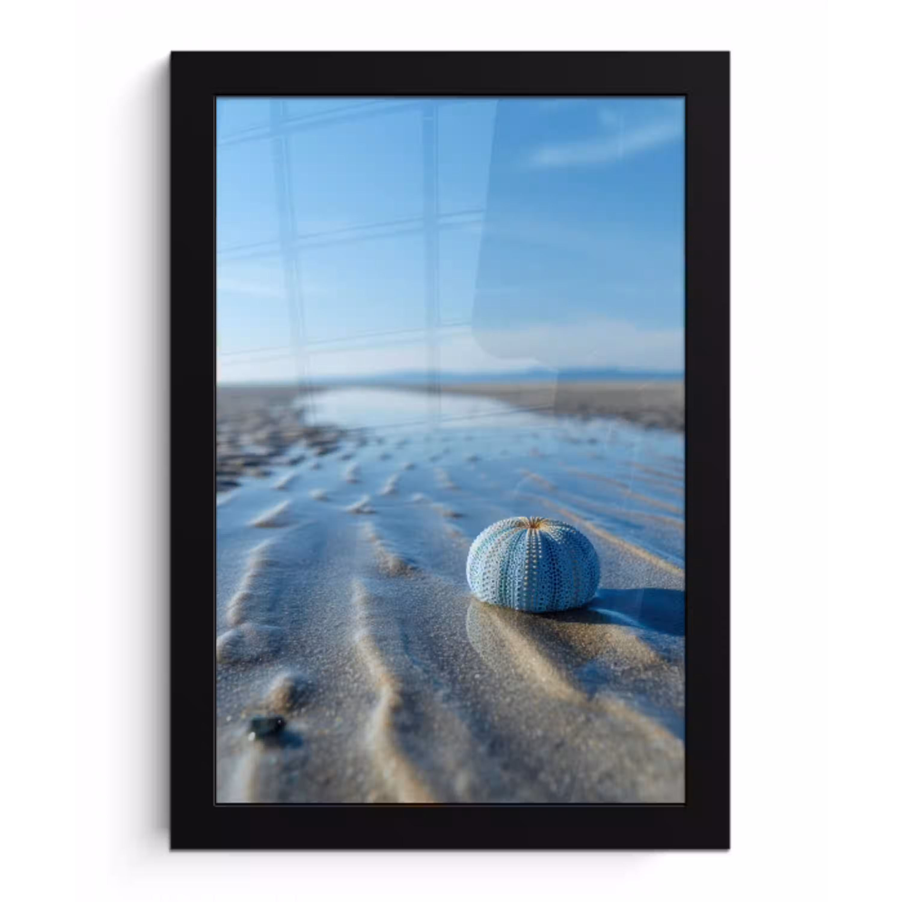 Strand - Schild - Water - Blauw fotolijst zwart zonder passe partout klein -3d