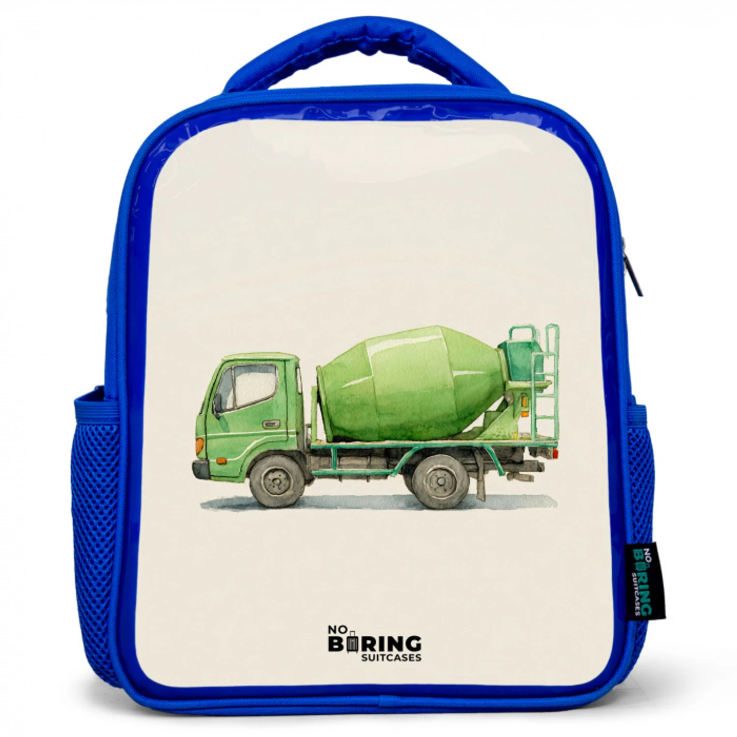Betonmixer - Getekend - Groen Kinderrugzak - Blauw middel -3d