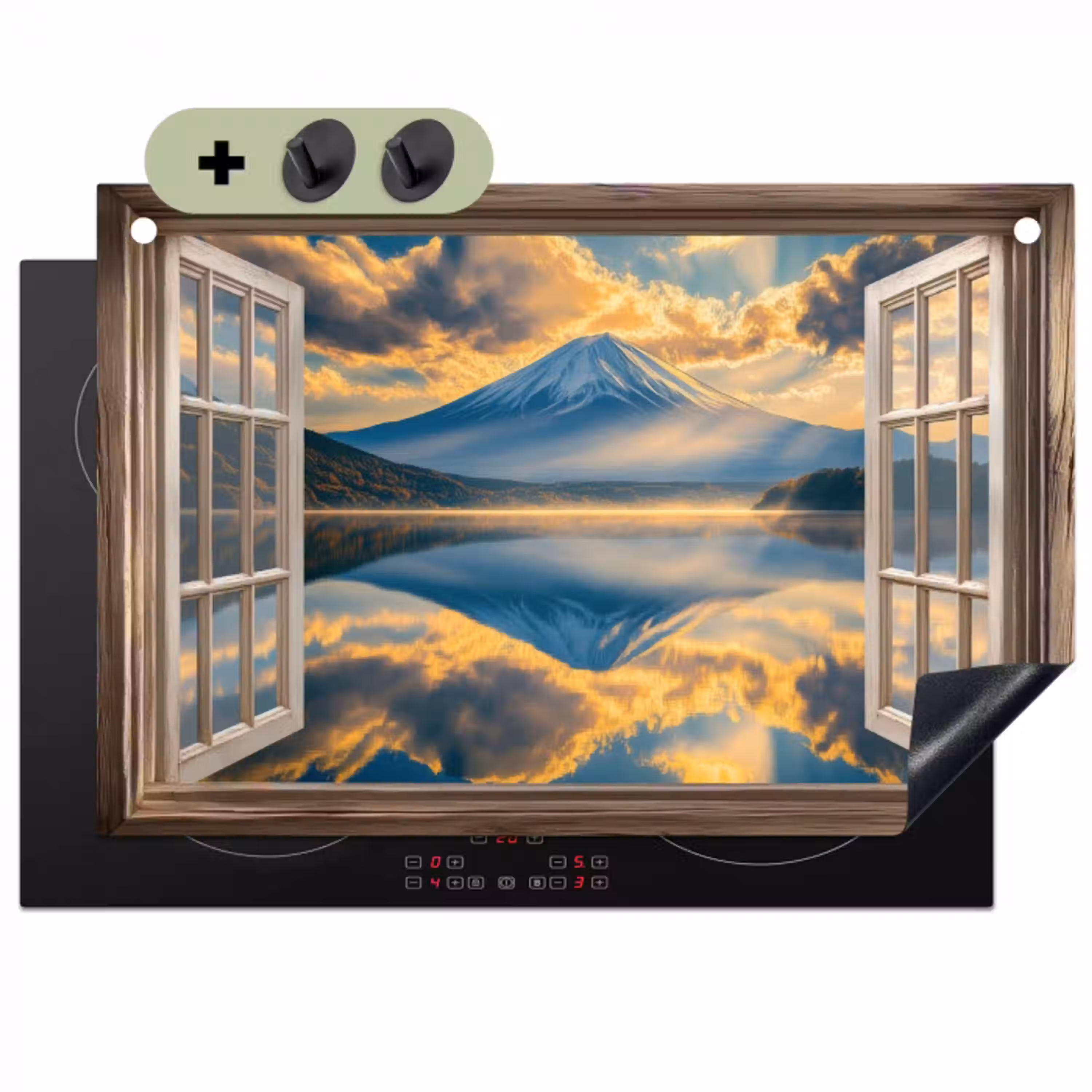 Doorkijk - Landschap - Bergen - Uitzicht - Raam Inductie beschemer met haakjes klein -3d
