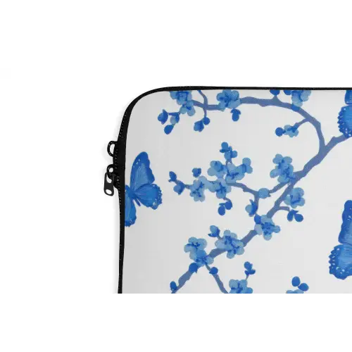 Vlinder - Bloemen - Blauw laptophoes neopreen klein 279 -detail