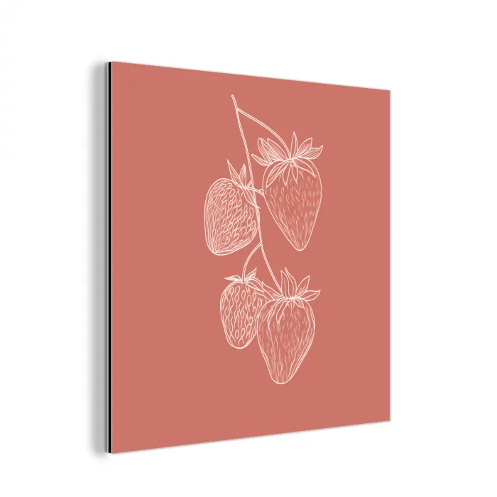 Minimalistisch - Illustratie - Aardbei - Tak aluminium wit klein -3d