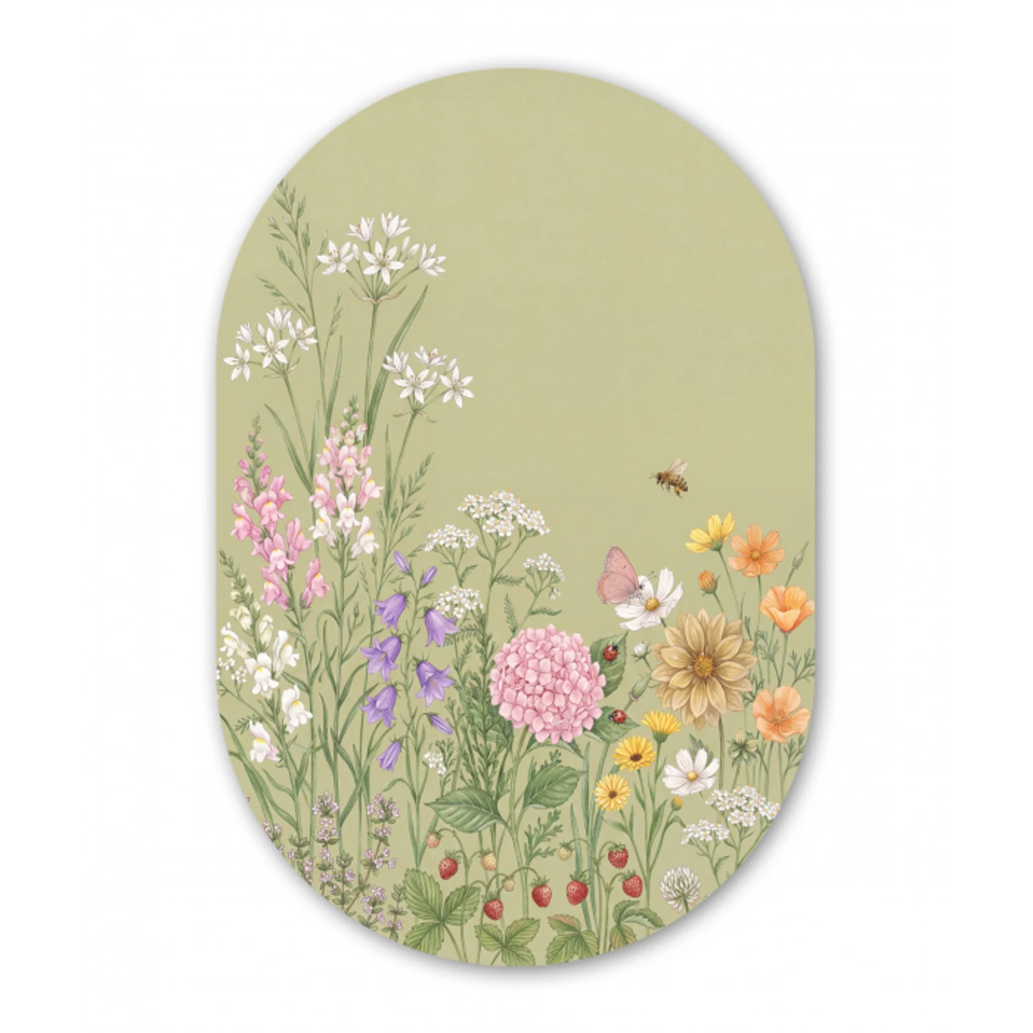 Botanisch - Bloemen - Kleurrijk Wandcirkel Ovaal Forex klein -3d