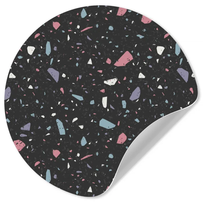 Terrazzo - Patroon - Zwart - Zacht Wandcirkel behangsticker klein 186 -3d