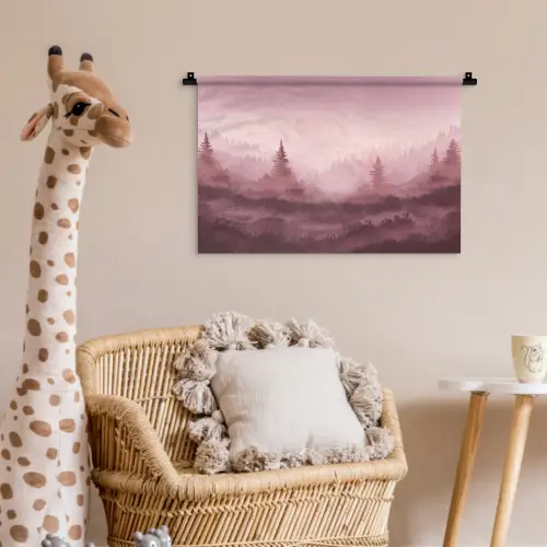 Landschap - Mistig - Roze Wandkleed katoen klein -wsfeer5_kind