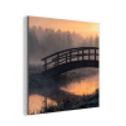 Brug - Mist - Bomen - Water aluminium wit klein -3d