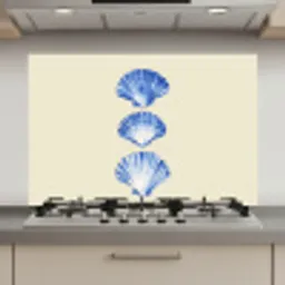Schelpen - Blauw - Beige keuken achterwand spatscherm klein -3d_website