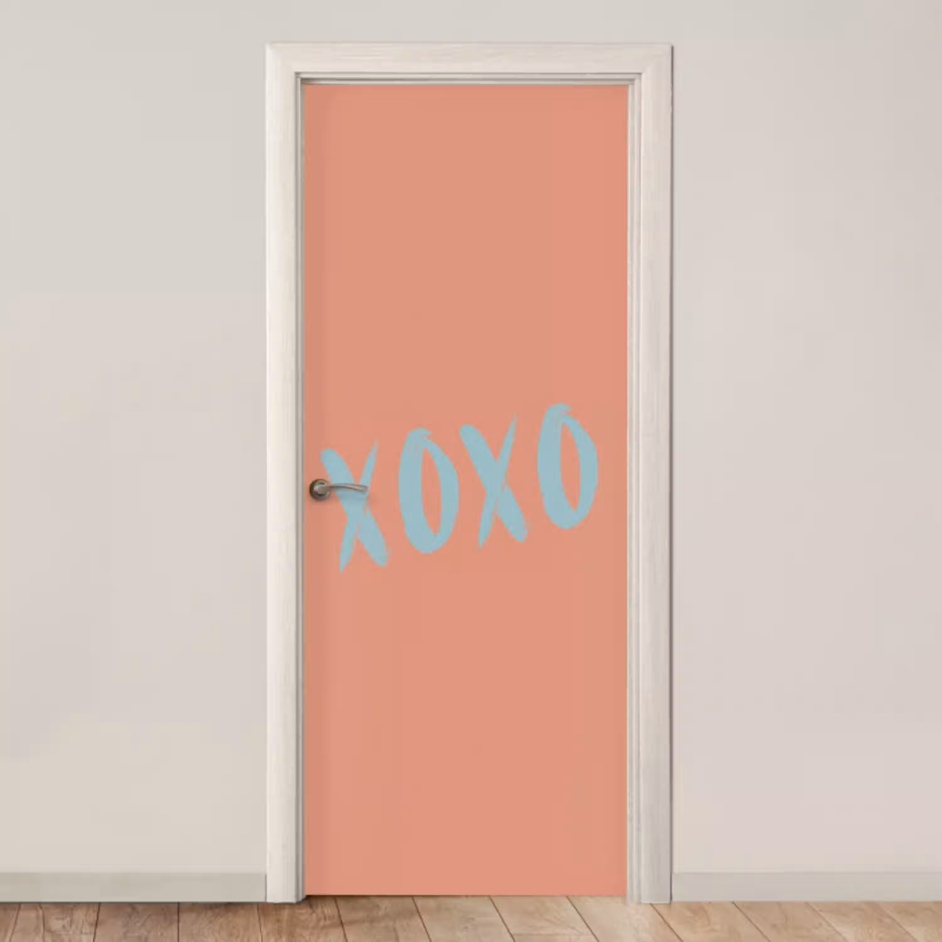 XOXO - Blauw - Perzikkleur deurposter klein -3d_beige