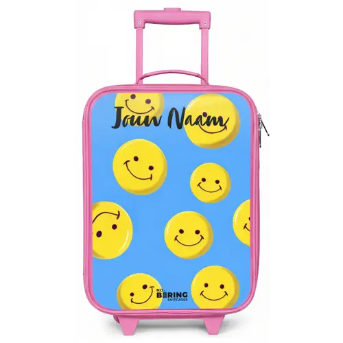 Vrolijke smileyregen Kinderkoffer - Roze klein -zz3dotto