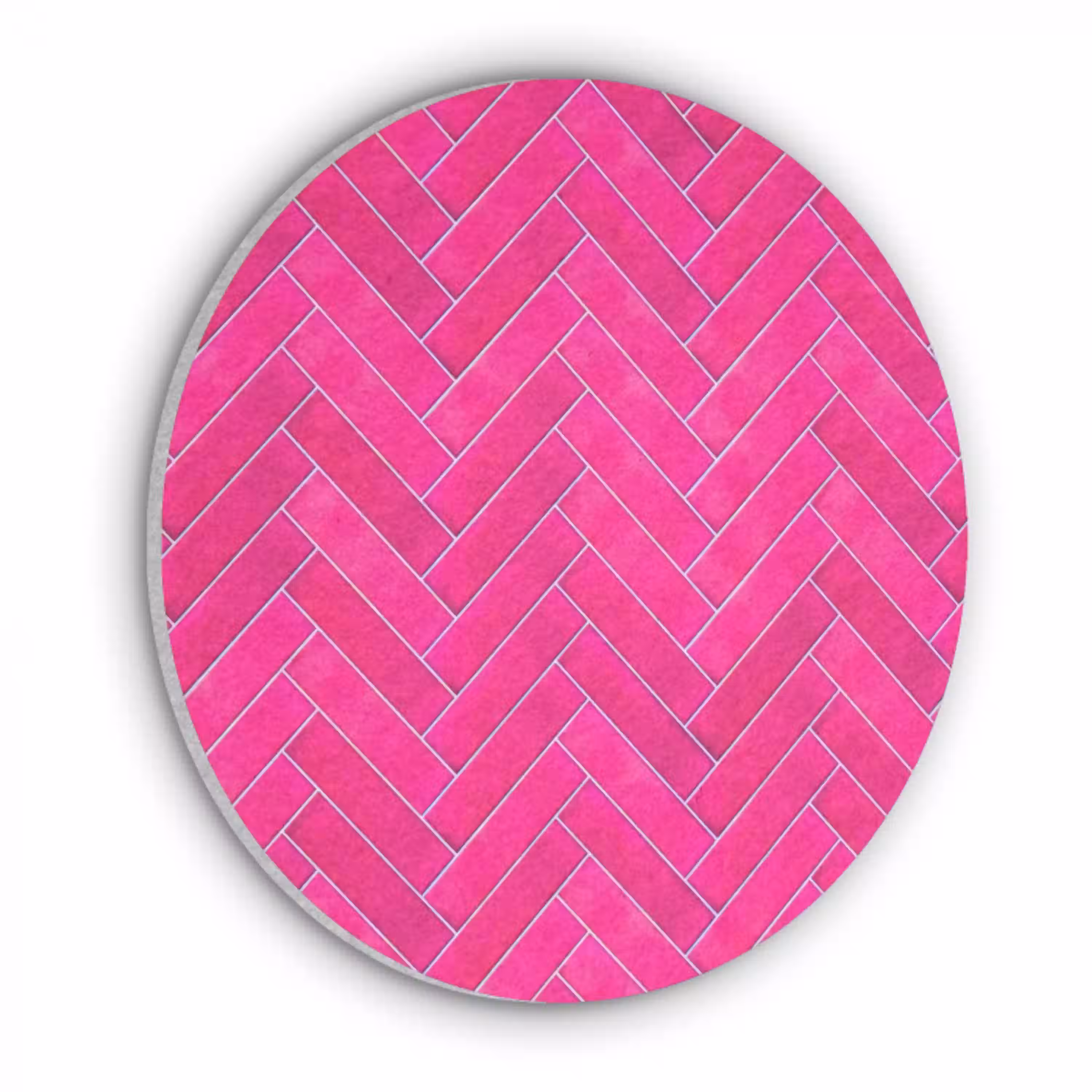 Visgraat - Wandtegel - Fuchsia - Roze Akoestische PET Vilt - Rond klein 838 -3d