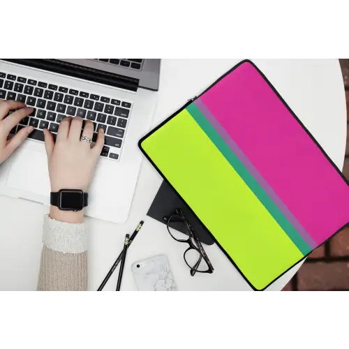 Strepen - Modern - Kleurrijk laptophoes neopreen klein -bureau