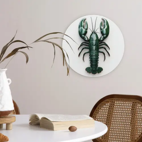 Kreeft - Glossier - Groen - Wit Wandcirkel plexiglas klein -sfeer4