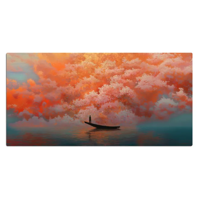 Bureau onderlegger - Zee - Boot - Wolken - Oranje