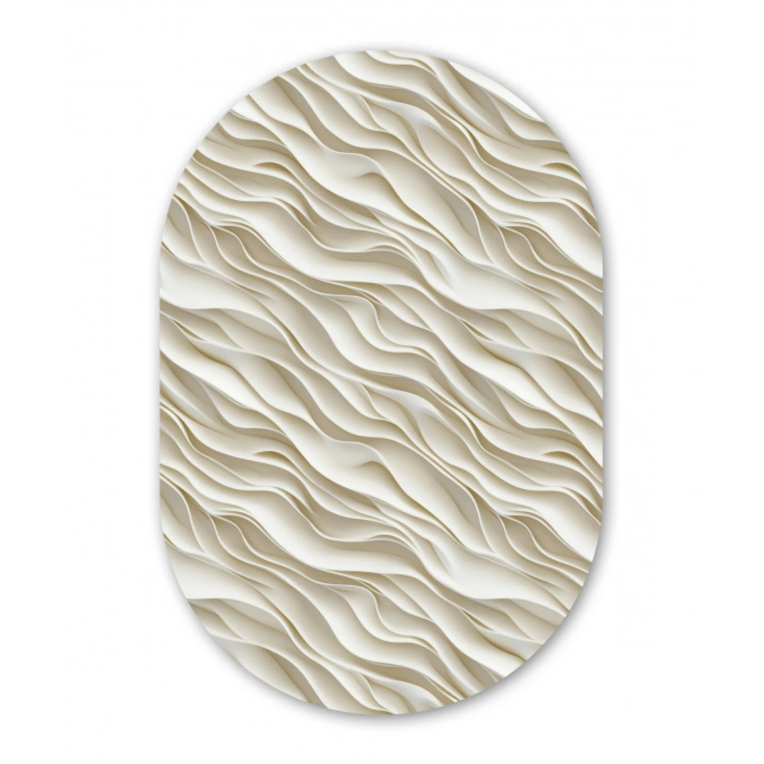 Golven - Wit - Minimalistisch Wandcirkel Ovaal Aluminium middel 839 -3d