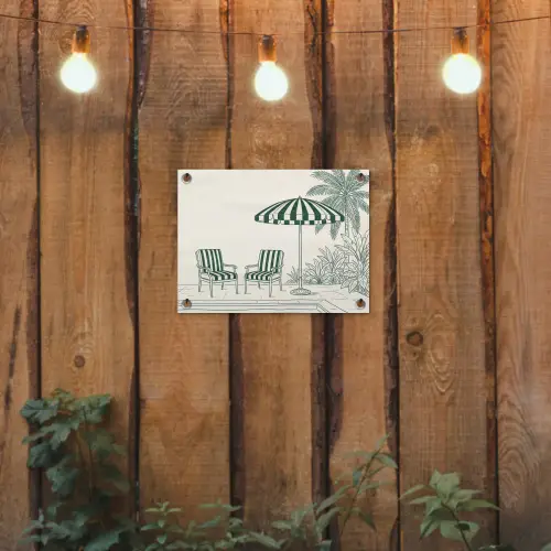 Terras - Illustratie - Groen tuinposter los doek klein -sfeer1