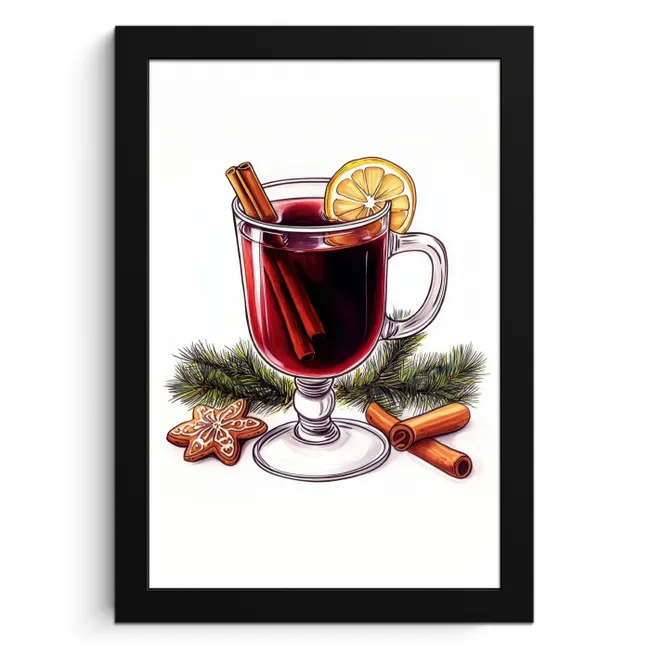 Wijn - Drinken - Winter - Illustratie KitchenYeah - Keuken - Fotolijst klein -3d