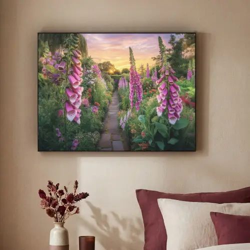 Vingerhoedskruid - Bloemen - Tuin Textielframe zwart klein -sfeer1