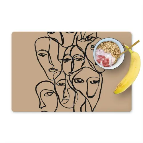 Gezichtenzee - Lijntekening - Abstract Placemat vinyl groot -zzzproduct_Kitchenyeah-website