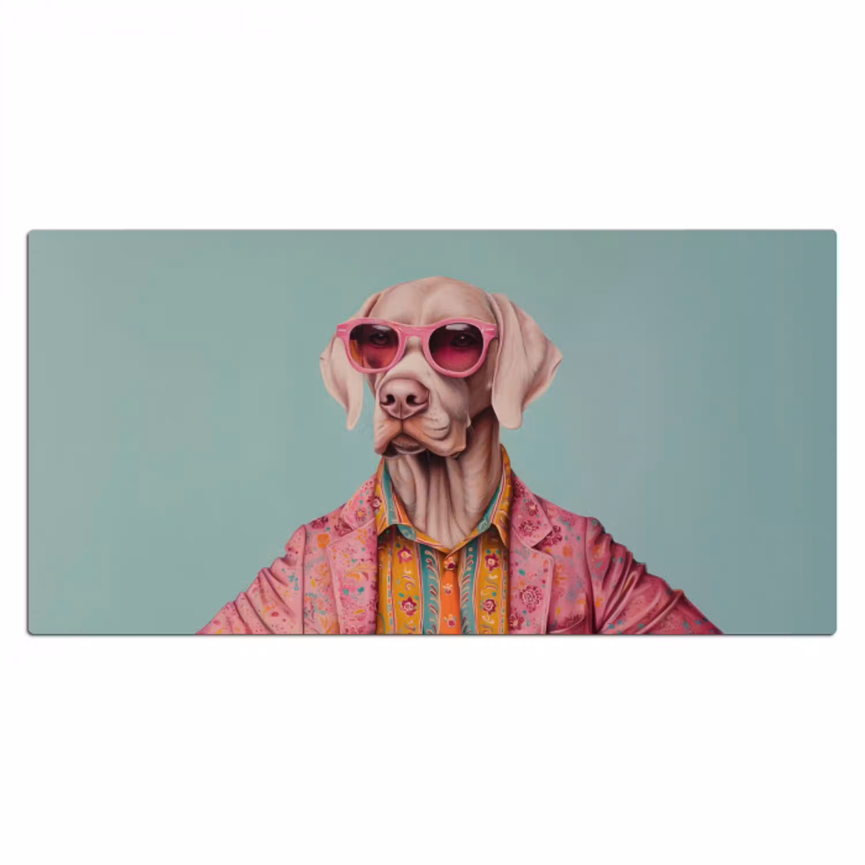 Hond - Overhemd - Bloemen - Bril Muismat XXL klein -3d_leeg
