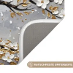 Boom - Bloemen - Natuur - Abstract - Wit Badmat klein -USP_AntislipDE