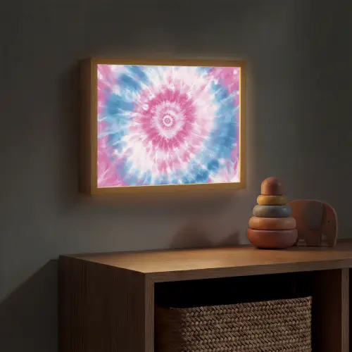 Tie-dye - Roze - Patroon Light Box met batterij (Wandlamp kind) middel -sfeer5_kind