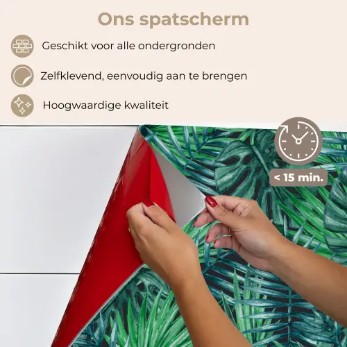 Blauw - Palmbladeren - Afsnijding keuken achterwand spatscherm klein 900 -spatscherm_NL