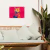Kat - Kimono - Bloemen - Roze tuinposter los doek klein -sfeer7