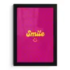 Smile - Stippen - Geel - Smiley - Roze fotolijst zwart zonder passe partout klein -3d