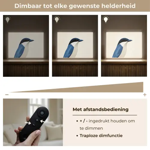 Illustratie - Blauw - Vogel Light Box met batterij (Wandlamp) middel -USP_dimbaarNL