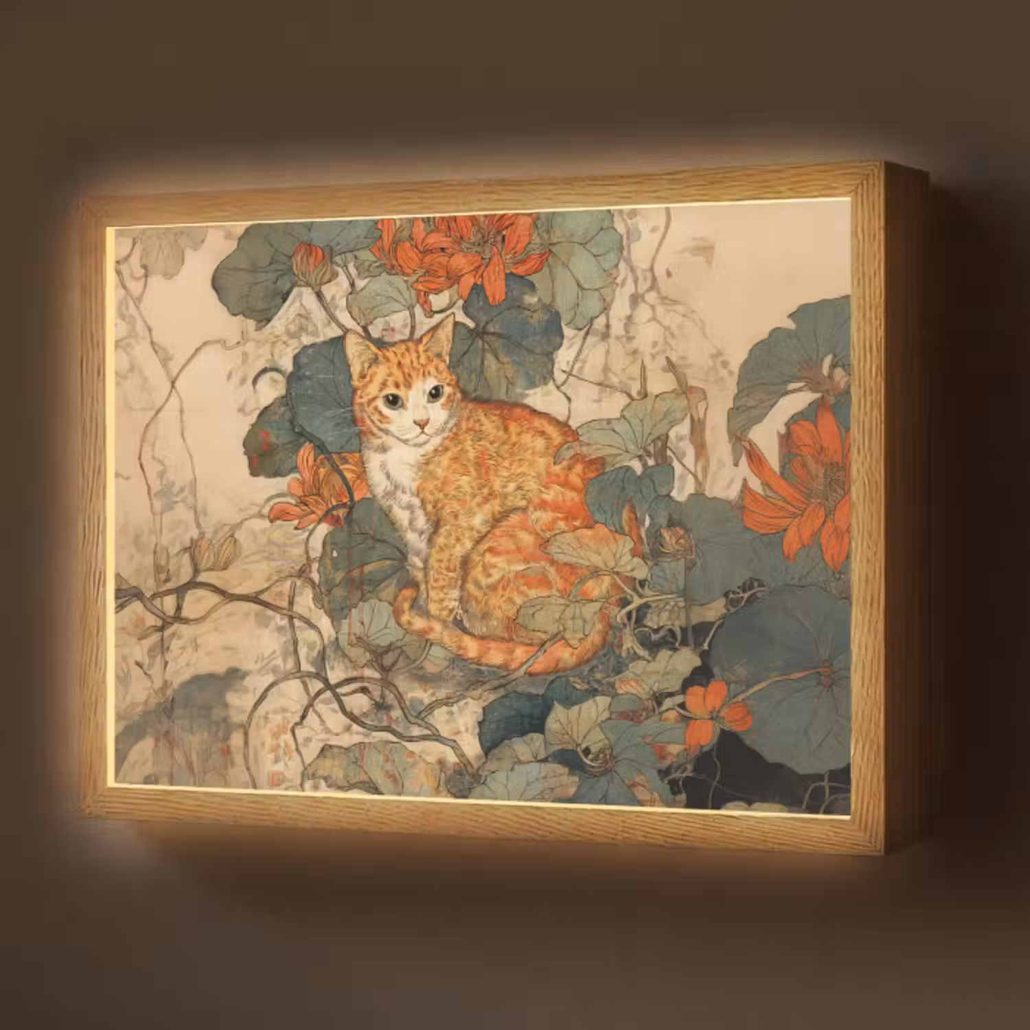 Lightbox - Wandlamp - Kat - Sierlijk - Bloemen