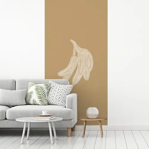 Bananen - Beige - Lijntekening - Minimalistisch fotobehang vinyl groot -woonkamer