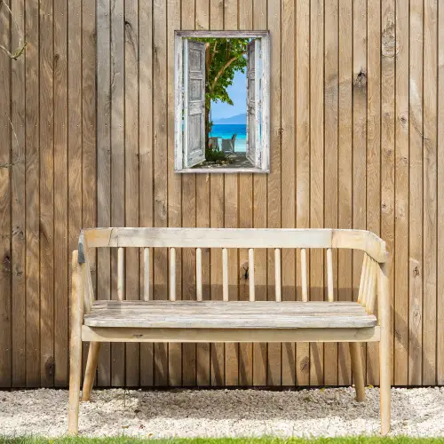 Uitzicht op een tropisch paradijs Tuinposter op houten frame 2 cm dik klein -sfeer4