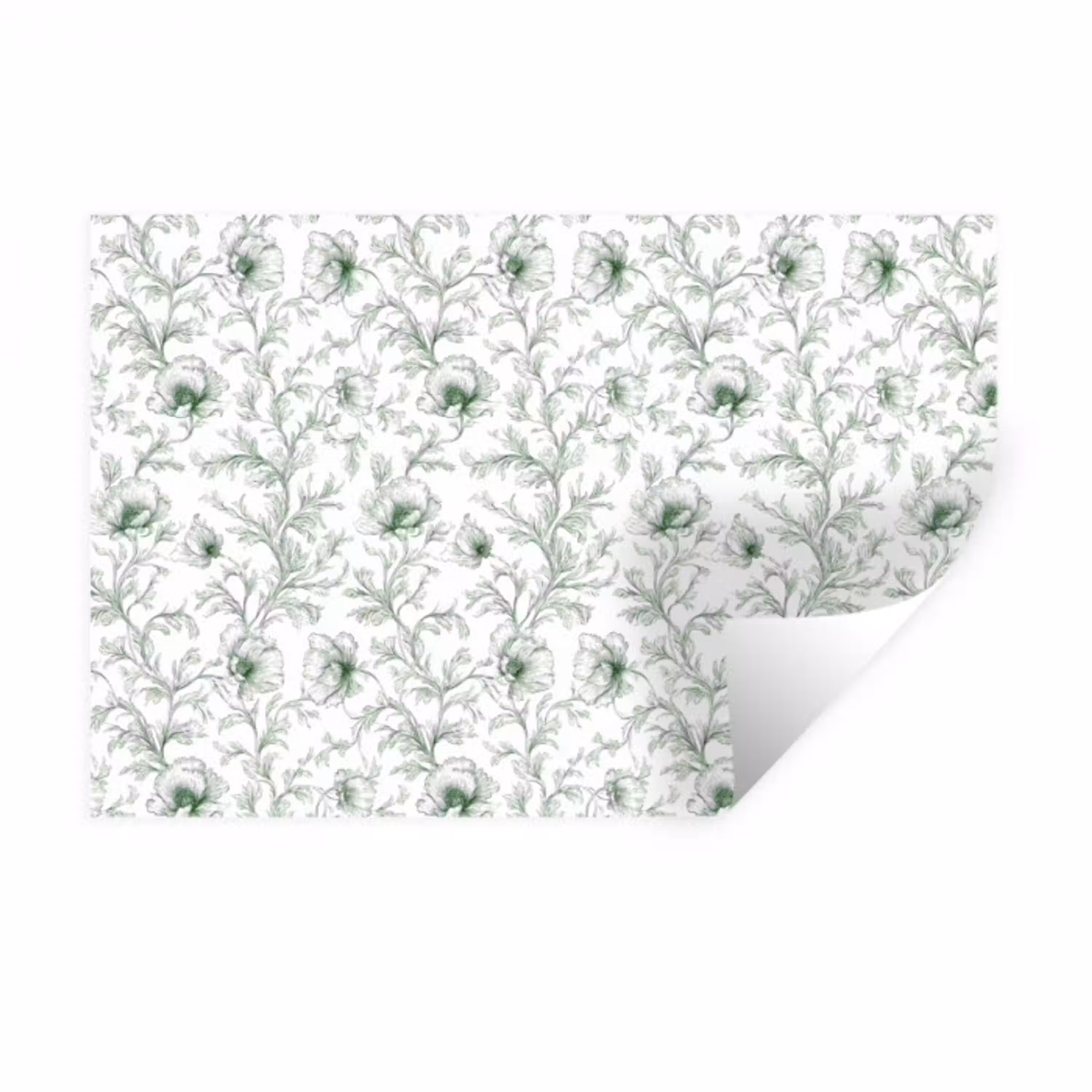 Bloemen - Getekend - Groen Muursticker klein 286 -3d
