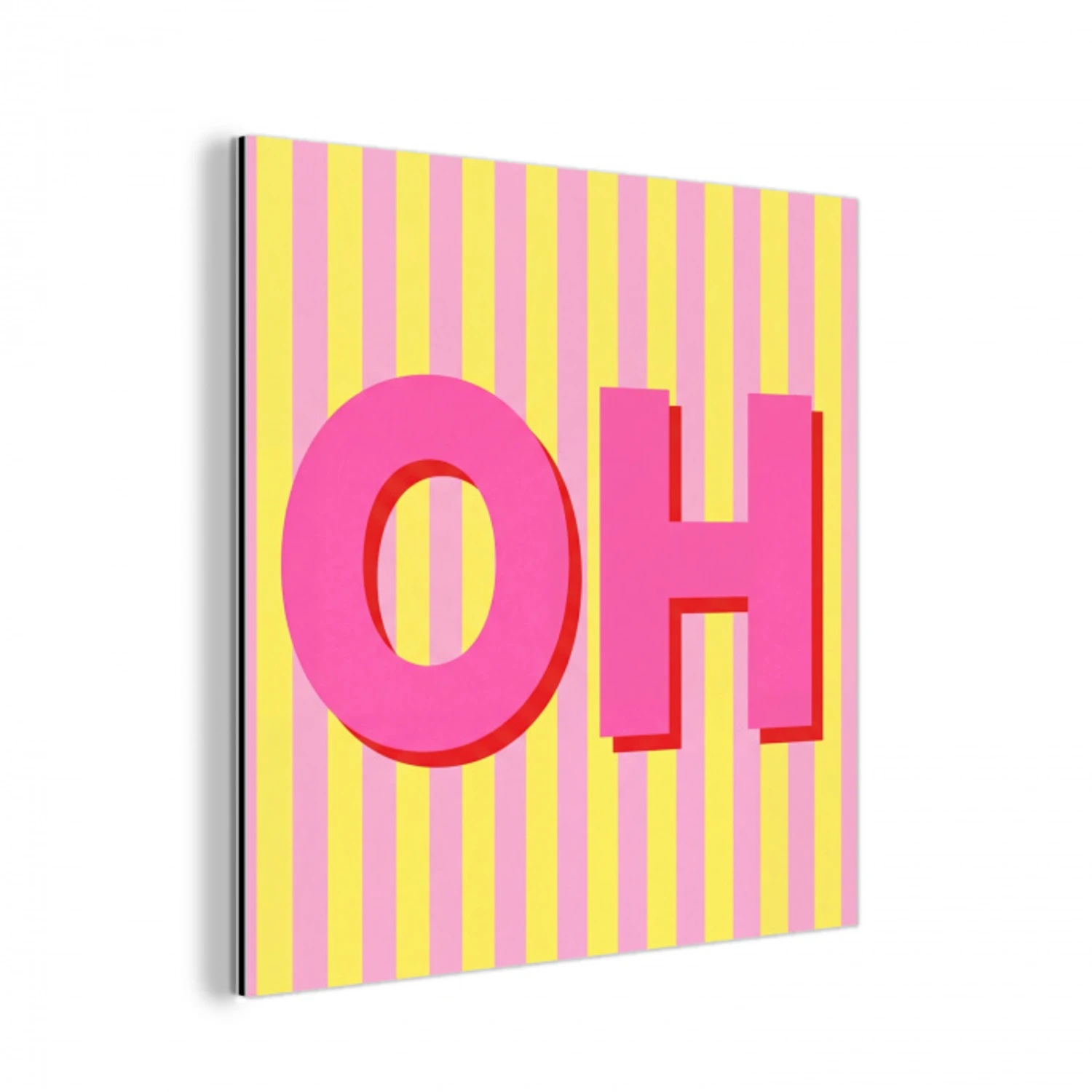 Tekst - Strepen - Roze aluminium wit klein -3d